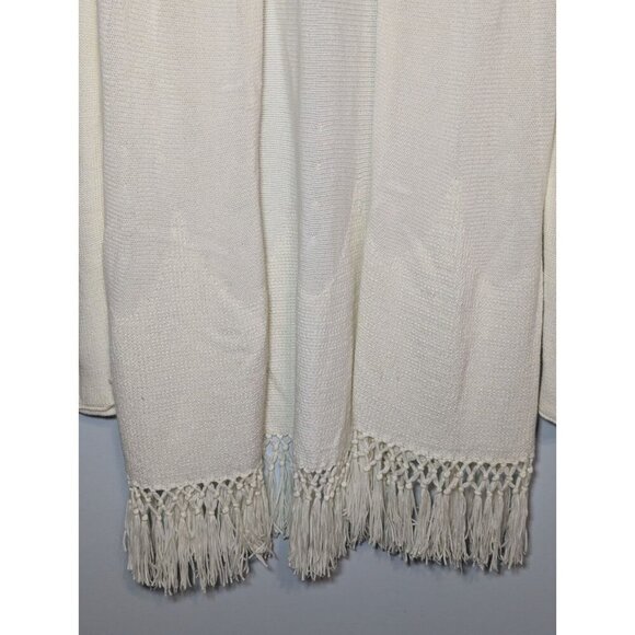 Lilly Pulitzer Tatum Long Fringe Cardigan Size L Resort White Open Front Cotton - Picture 6 of 11